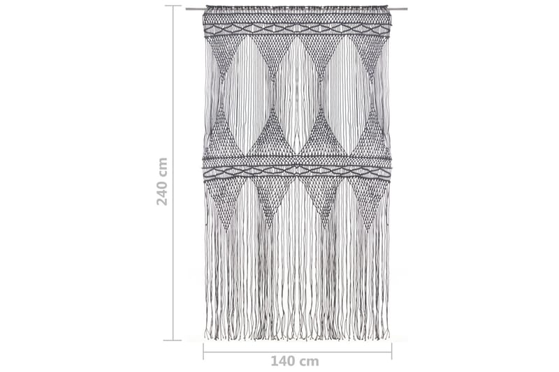 Makramé gardin antrasitt 140x240 cm bomull - Antrasittgrå - Gardiner