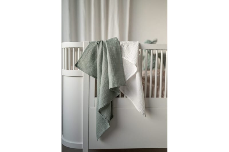 Muslinwrap 2-pakning - Hvit/Grønn (70 x 70 cm) - Tekstiler - Barnetekstiler