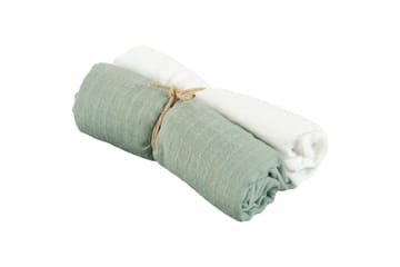 Muslinwrap 2-pakning - Hvit/Grønn (70 x 70 cm) - Tekstiler - Barnetekstiler