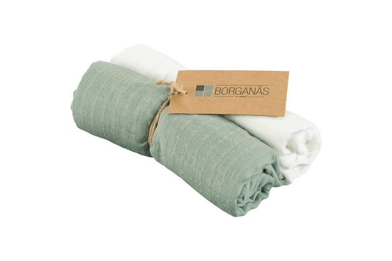 Muslinwrap 2-pakning - Hvit/Grønn (70 x 70 cm) - Tekstiler - Barnetekstiler