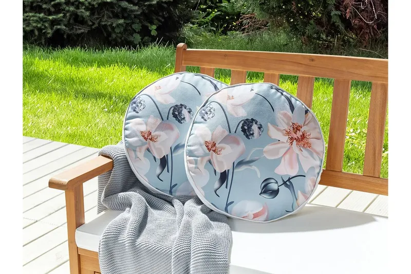 Benedetta Utendørspute 40 cm Rund - Blå - Tekstiler - Pute & pledd - Hagepute