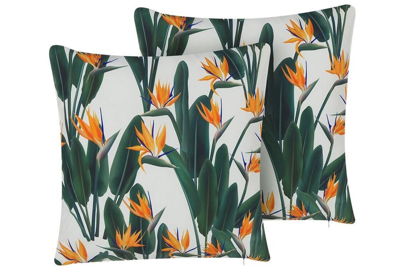Heckville Utendørspute 45x45 cm 2 stk - Grønn/Hvit/Oransje - Tekstiler - Pute & pledd - Hagepute