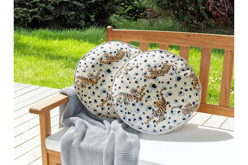 Matino Utendørspute 40 cm Rund - Beige/Blå/Brun - Tekstiler - Pute & pledd - Hagepute