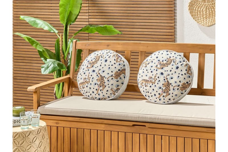 Matino Utendørspute 40 cm Rund - Beige/Blå/Brun - Tekstiler - Pute & pledd - Hagepute