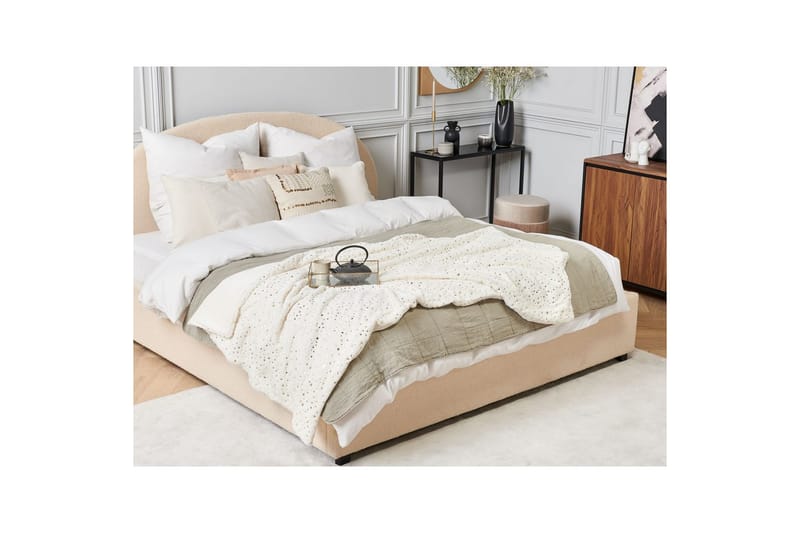 Pledd Alazeya Beige/gull, 130x180 cm - Beige/gull, 130x180 cm - Tekstiler - Pute & pledd - Tepper & pledd