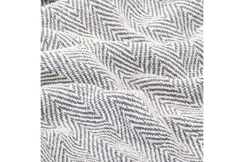 Pledd bomull fiskebeinsmønster 125x150 cm grå - Grå - Tepper & pledd