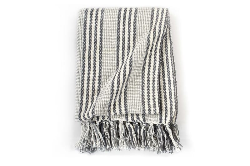 Pledd bomull stripetmønster 125x150 cm grå og hvit - Grå/Hvit - Tepper & pledd
