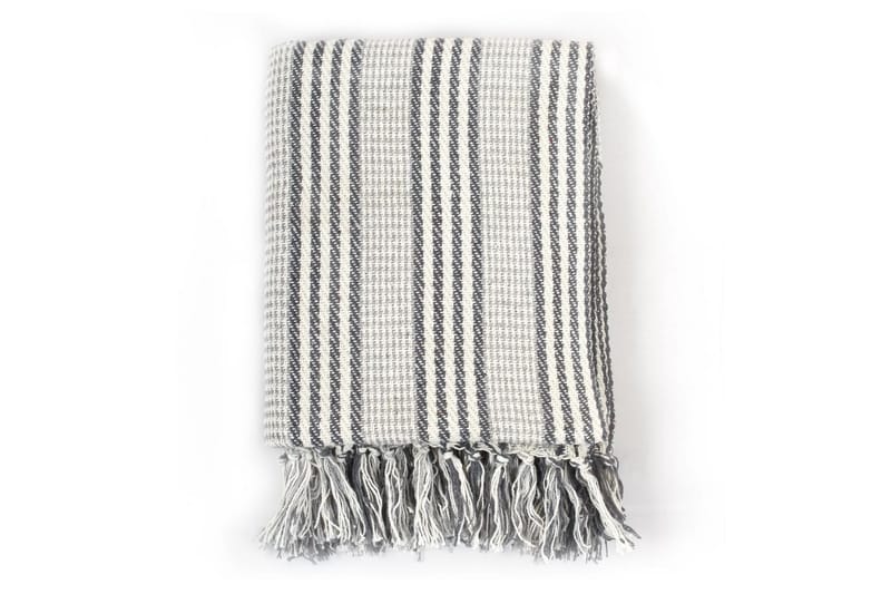 Pledd bomull stripetmønster 160x210 cm grå og hvit - Grå/Hvit - Tepper & pledd