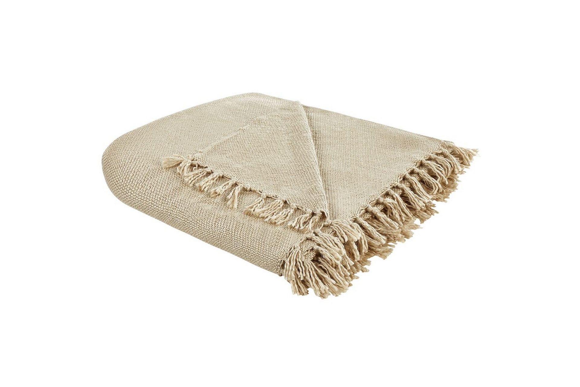 Pledd Beige 150 x 200 cm Håndvevd Pledd med Dusker