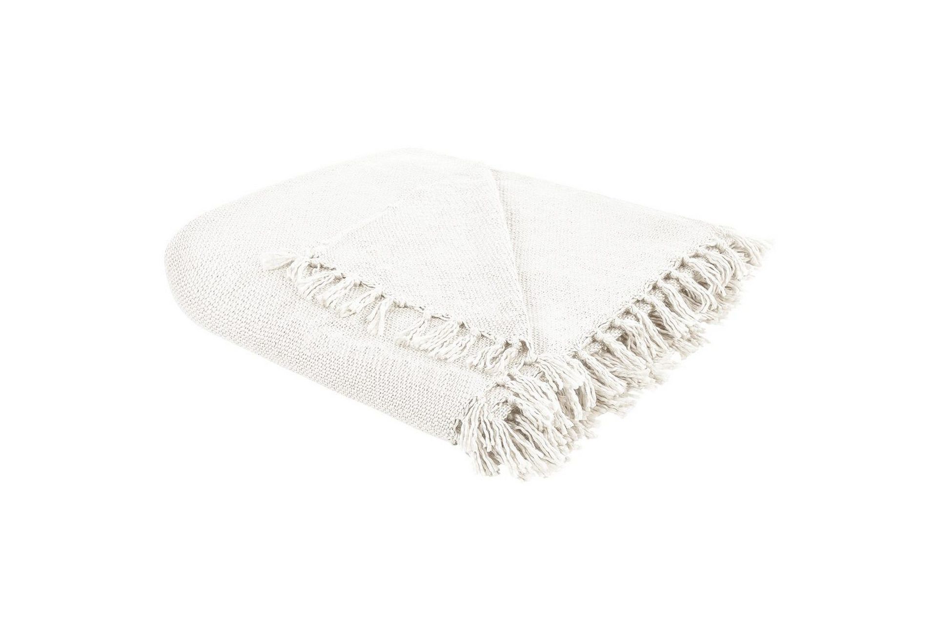 Pledd Off-white 200 x 220 cm Håndvevd Pledd med Dusker