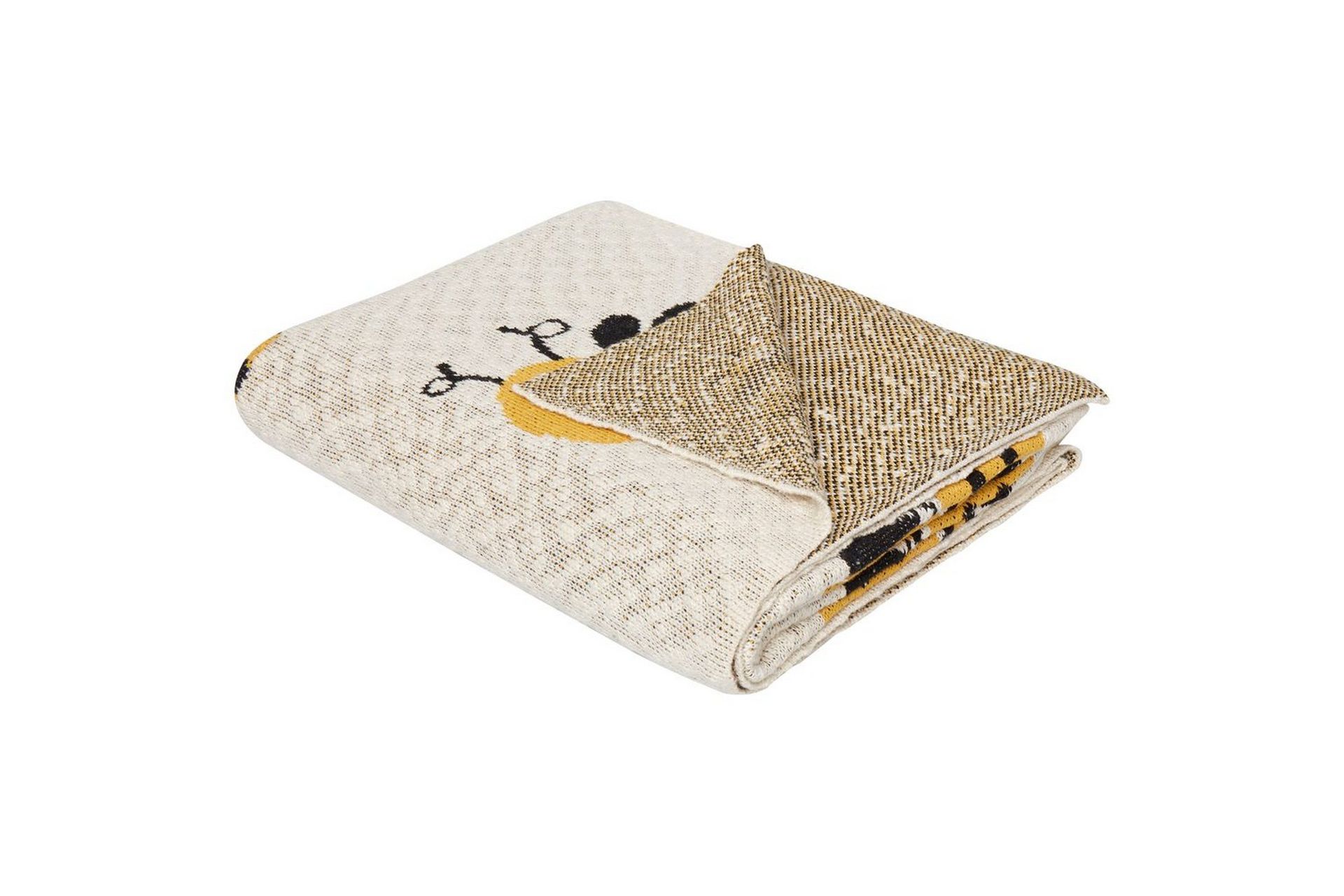 Pledd Beige Bomull 130 x 170 cm Biemotiv Moderne design Sengeteppe Barnepledd Barnerom Soverom