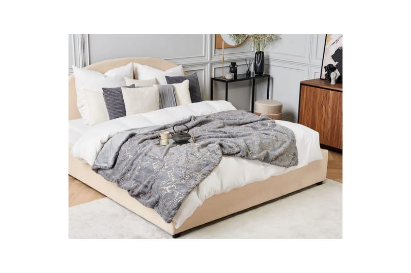 Pledd Godavari Grå/gull, 150x200 cm - Grå/gull, 150x200 cm - Tekstiler - Pute & pledd - Tepper & pledd