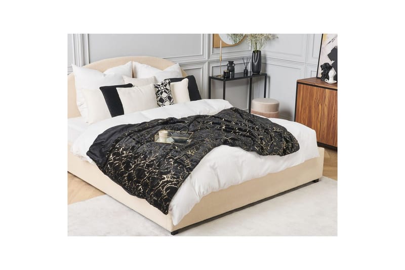 Pledd Godavari Svart/gull, 150x200 cm - Svart/gull, 150x200 cm - Tekstiler - Pute & pledd - Tepper & pledd