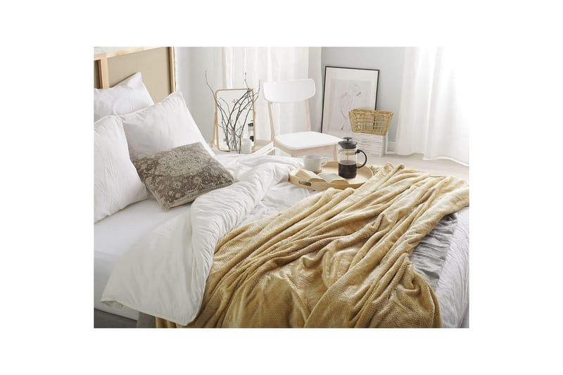 Pledd Saitler Gul, 200x220 cm - Gul, 200x220 cm - Tekstiler - Pute & pledd - Tepper & pledd