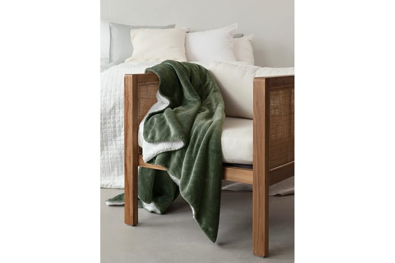 Pledd Sherpa 130 x 170 cm Grønn - Grønn - Tekstiler - Pute & pledd - Tepper & pledd