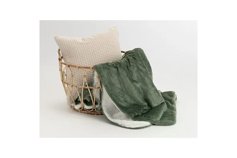 Pledd Sherpa 130 x 170 cm - Grønn - Tekstiler - Pute & pledd - Tepper & pledd