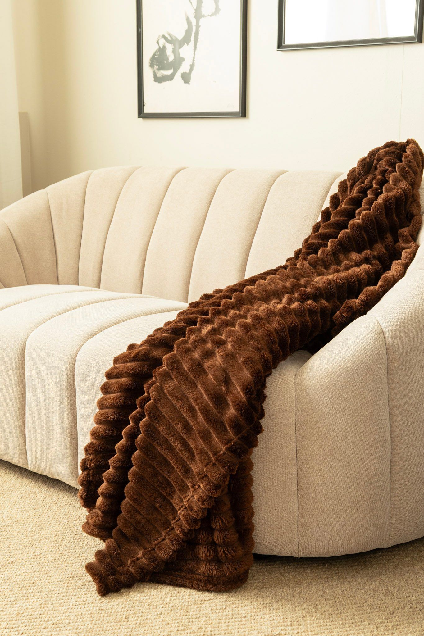Pledd Stripe 130x170 cm - Brun