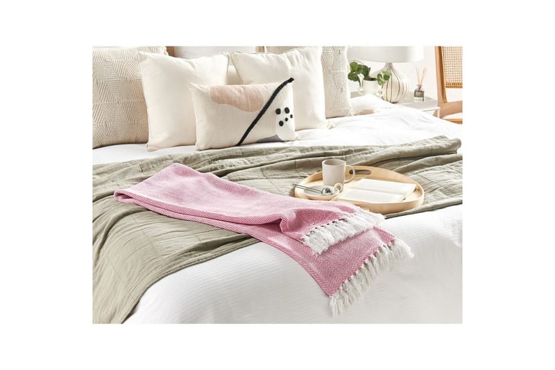 Pledd Tangier Rosa/Hvit - Rosa/Hvit - Tekstiler - Pute & pledd - Tepper & pledd