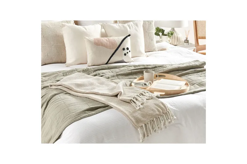 Pledd Tilmi Beige/hvit - Beige/hvit - Tekstiler - Pute & pledd - Tepper & pledd