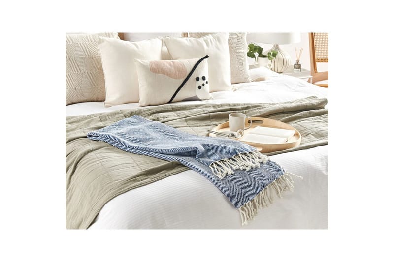 Pledd Tilmi Blå/Hvit - Blå/Hvit - Tekstiler - Pute & pledd - Tepper & pledd