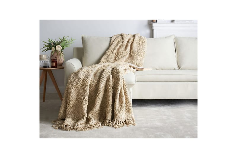 Pledd Vella Beige, 190x230 cm - Beige, 190x230 cm - Tekstiler - Pute & pledd - Tepper & pledd