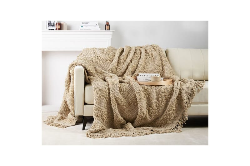 Pledd Vella Beige, 220x240 cm - Beige, 220x240 cm - Tekstiler - Pute & pledd - Tepper & pledd