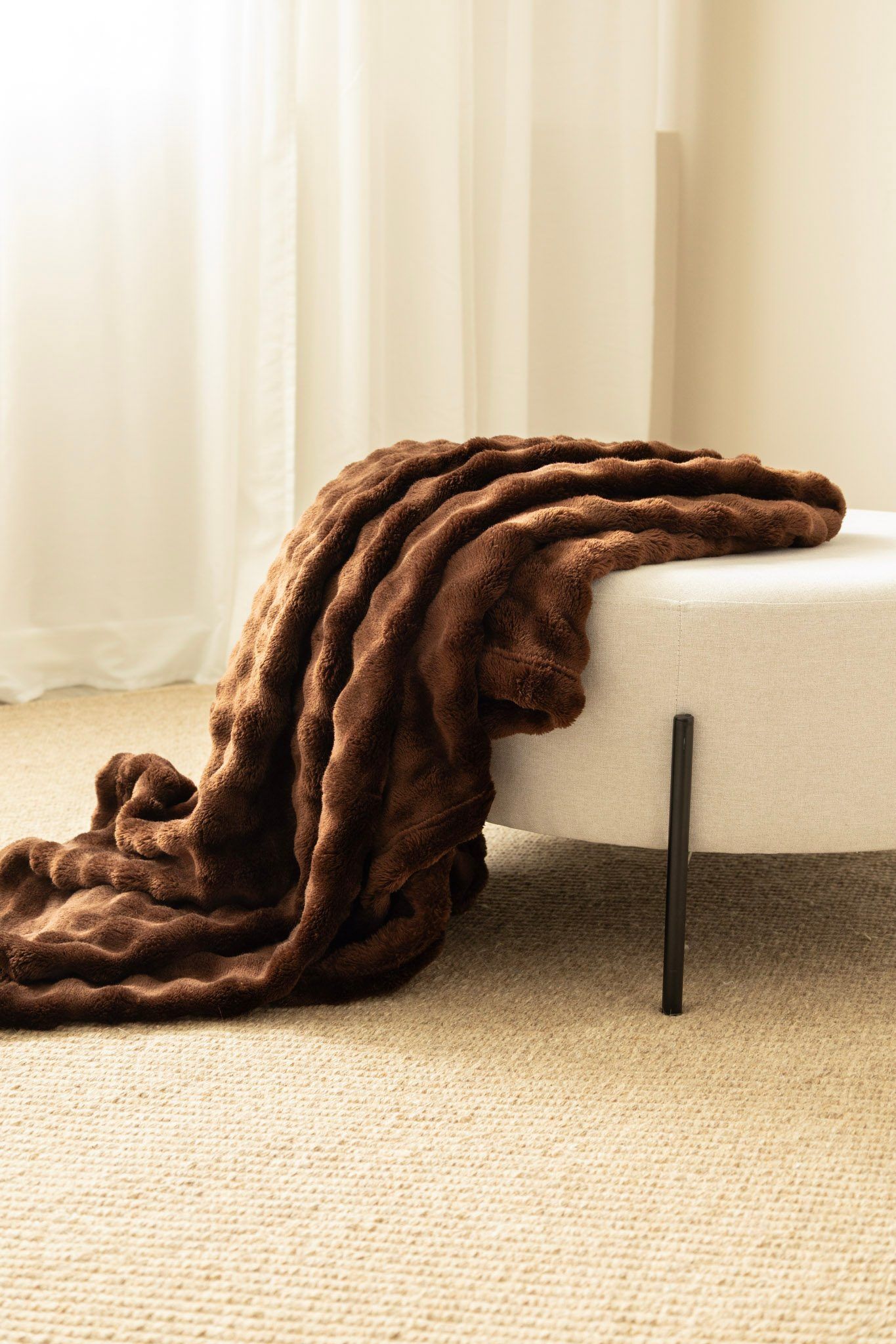 Pledd Pom Pom 130x170 cm - Brun