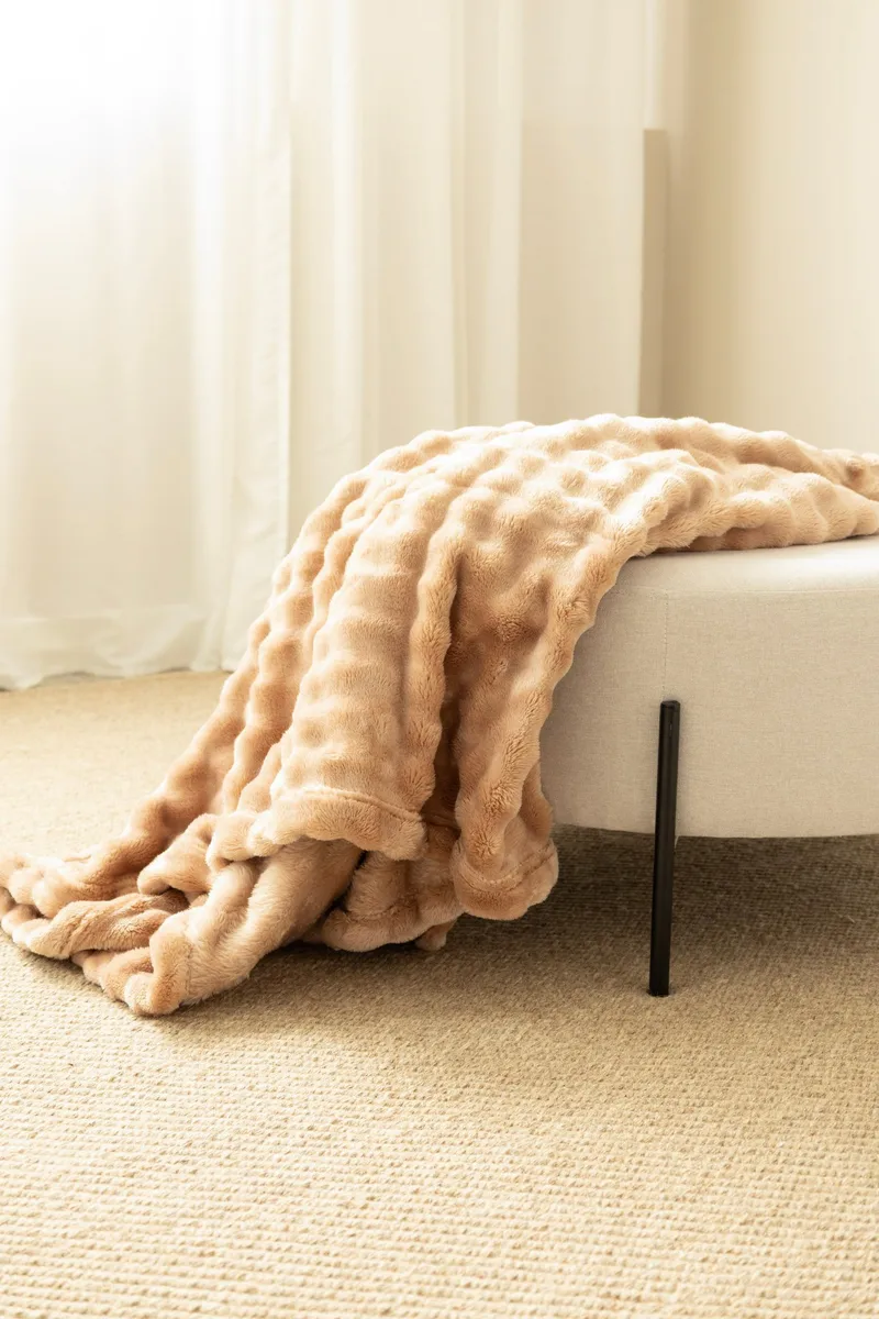 Pledd Pom Pom 130x170 cm, Karamell