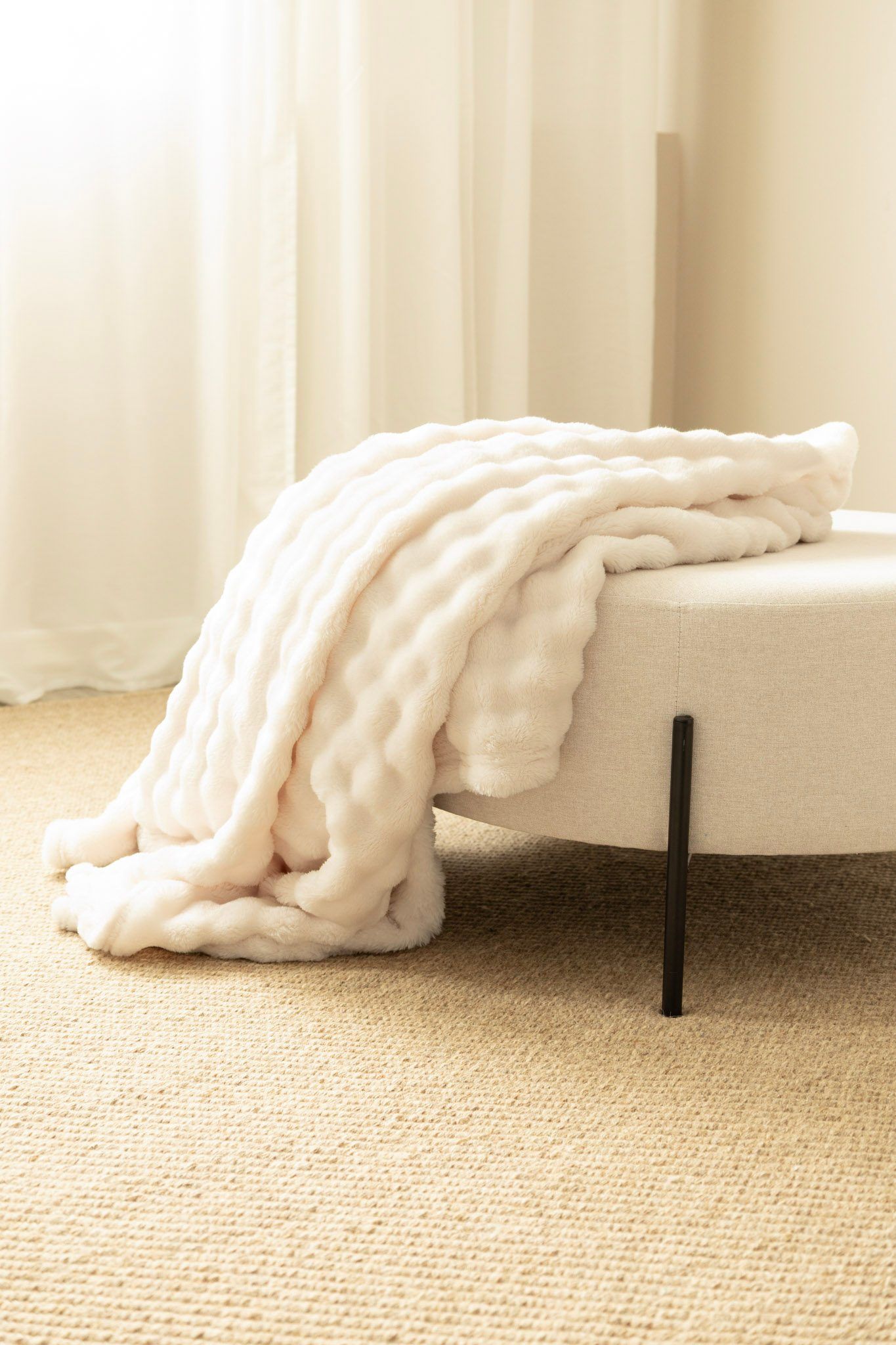 Pledd Pom Pom 130x170 cm - Crème