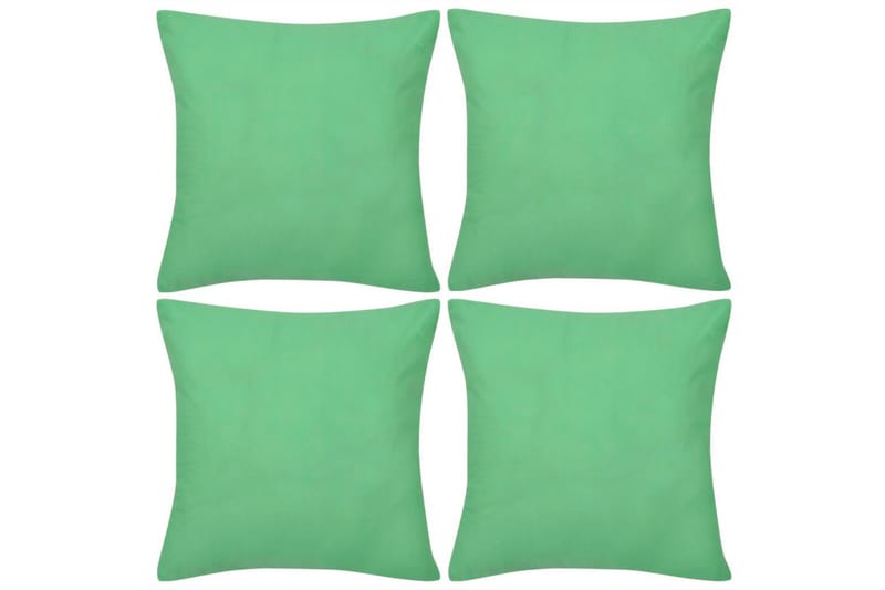 4 Eplegrønne putetrekk, bomull 40 x 40 cm - Eplegrønn - Tekstiler - Pute & pledd - Pynteputer