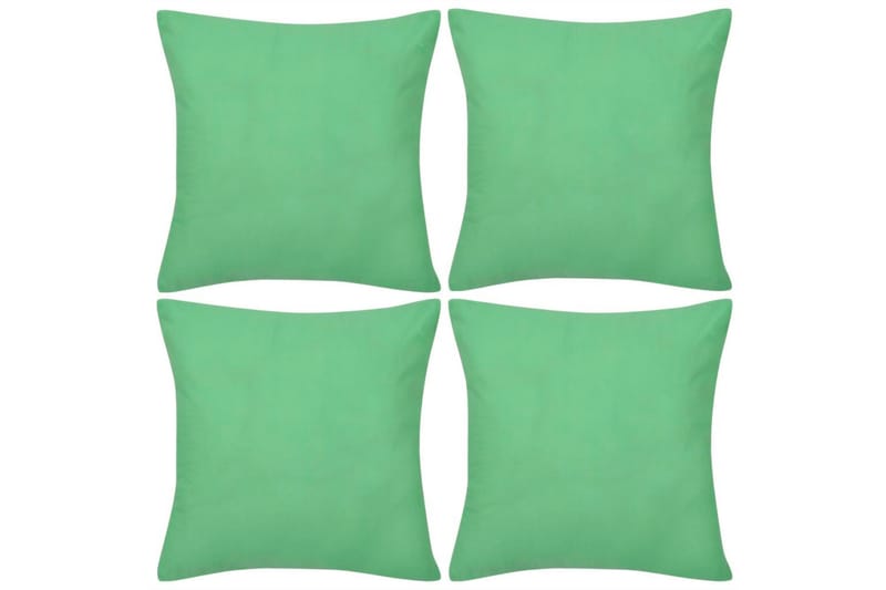 4 Eplegrønne putetrekk, bomull 40 x 40 cm - Eplegrønn - Pynteputer