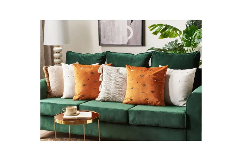 Pynteputer Aeonium sett av 2 Oransje/svart - Oransje/svart - Tekstiler - Pute & pledd - Pynteputer