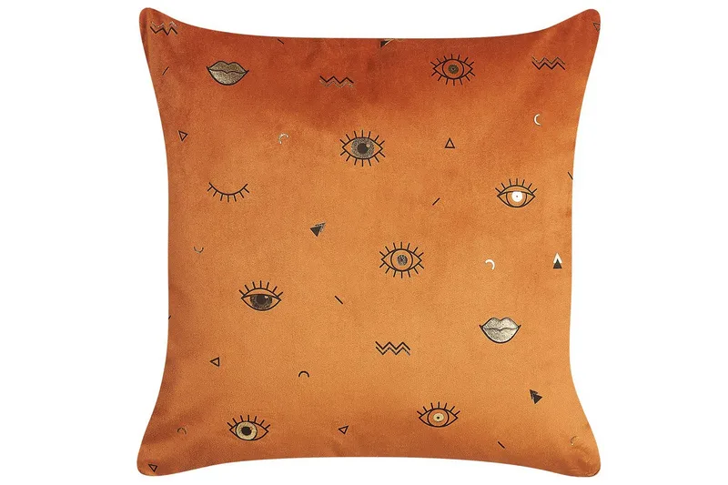 Pynteputer Aeonium sett av 2 Oransje/svart - Oransje/svart - Tekstiler - Pute & pledd - Pynteputer