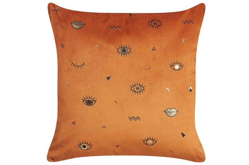 Pynteputer Aeonium sett av 2 Oransje/svart - Oransje/svart - Tekstiler - Pute & pledd - Pynteputer