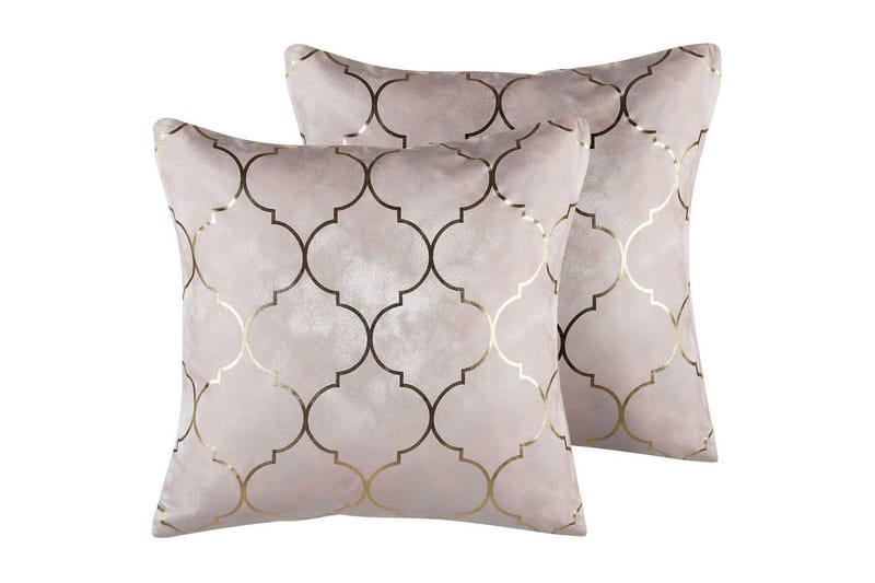 Pynteputer Alyssum sett på 2 Rosa/gull, Polyester - Rosa/gull, Polyester - Tekstiler - Pute & pledd - Hagepute