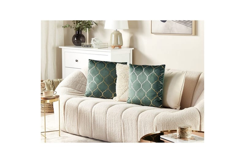 Pynteputer Alyssum sett på 2 Grønn/gull, Fløyel - Grønn/gull, Fløyel - Tekstiler - Pute & pledd - Hagepute