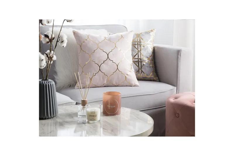 Pynteputer Alyssum sett på 2 Rosa/gull, Polyester - Rosa/gull, Polyester - Tekstiler - Pute & pledd - Hagepute