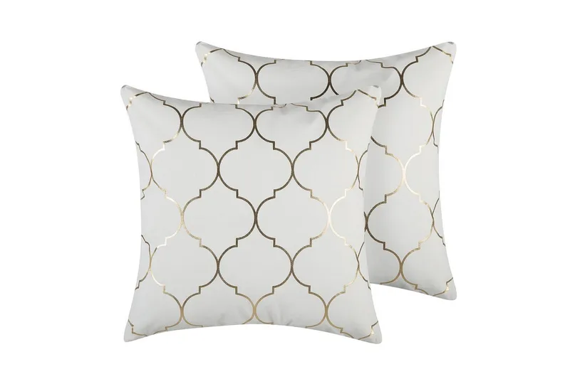 Pynteputer Alyssum sett på 2 Hvit/gull, Bomull - Hvit/gull, Bomull - Tekstiler - Pute & pledd - Hagepute