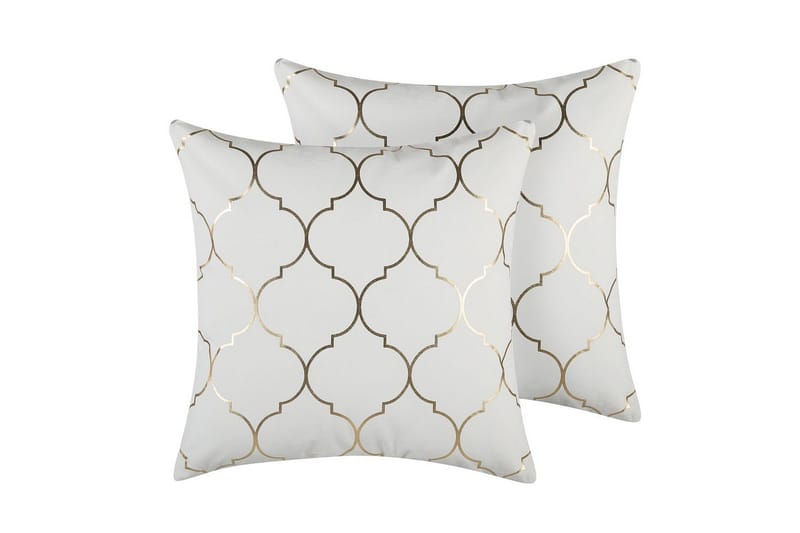 Pynteputer Alyssum sett på 2 Hvit/gull, Bomull - Hvit/gull, Bomull - Tekstiler - Pute & pledd - Hagepute