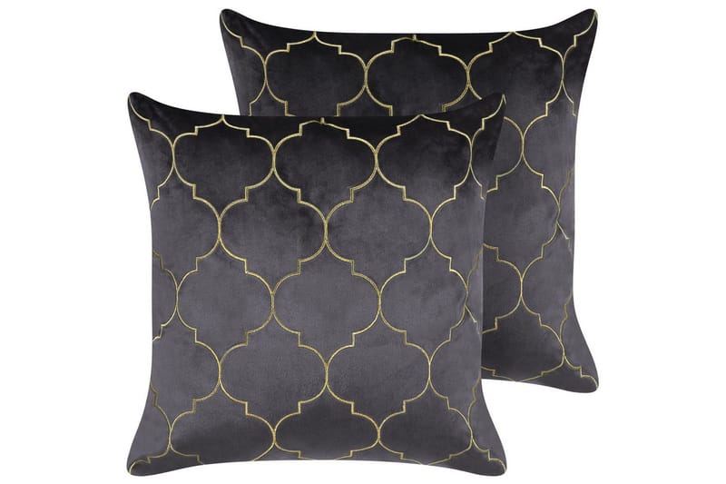 Grå/gull, Fløyel Pynteputer Alyssum sett på 2 Grå/gull, Fløyel