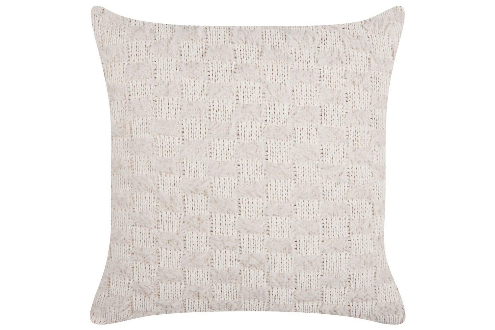 Spredningspute Beige Stoff 45 x 45 cm Ensfarget mønster Strikket Trekk Stil Tekstil