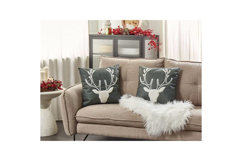 Pynteputer Bicocca sett med 2 Grønn/hvit - Grønn/hvit - Tekstiler - Pute & pledd - Hagepute