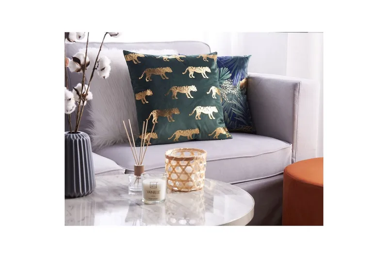 Pynteputer Bluebell sett av 2 Grønn/gull - Grønn/gull - Tekstiler - Pute & pledd - Hagepute