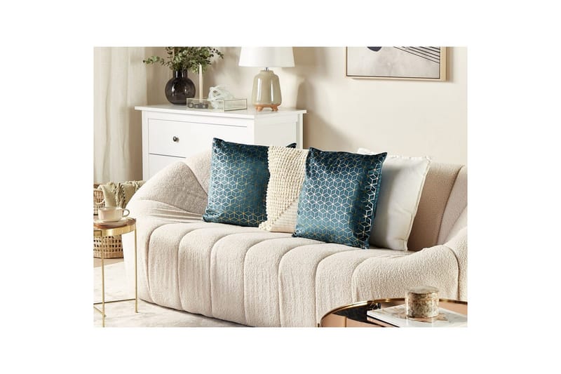 Pynteputer Celosia sett av 2 Blå/gull - Blå/gull - Tekstiler - Pute & pledd - Hagepute