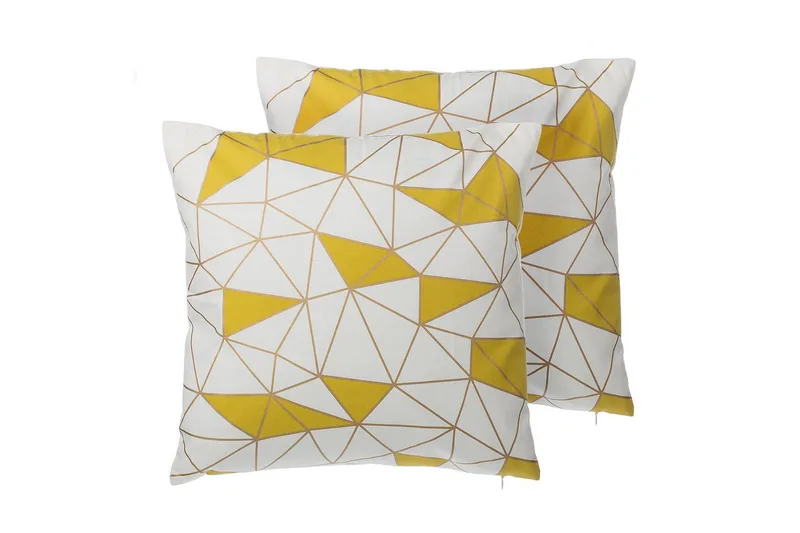 Pynteputer Clarkia sett med 2 Hvit/Gull/Gul - Hvit/Gull/Gul - Tekstiler - Pute & pledd - Hagepute