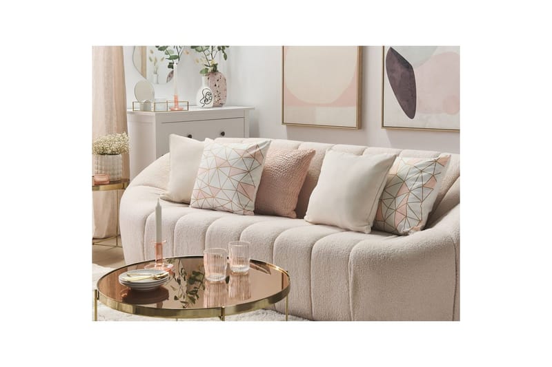 Pynteputer Clarkia sett med 2 Hvit/gull/rosa - Hvit/gull/rosa - Tekstiler - Pute & pledd - Hagepute