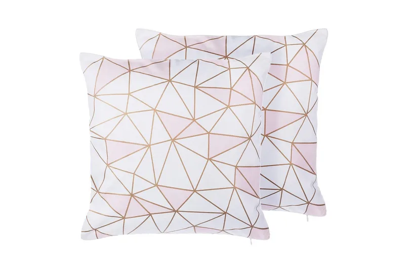 Pynteputer Clarkia sett med 2 Hvit/gull/rosa - Hvit/gull/rosa - Tekstiler - Pute & pledd - Hagepute