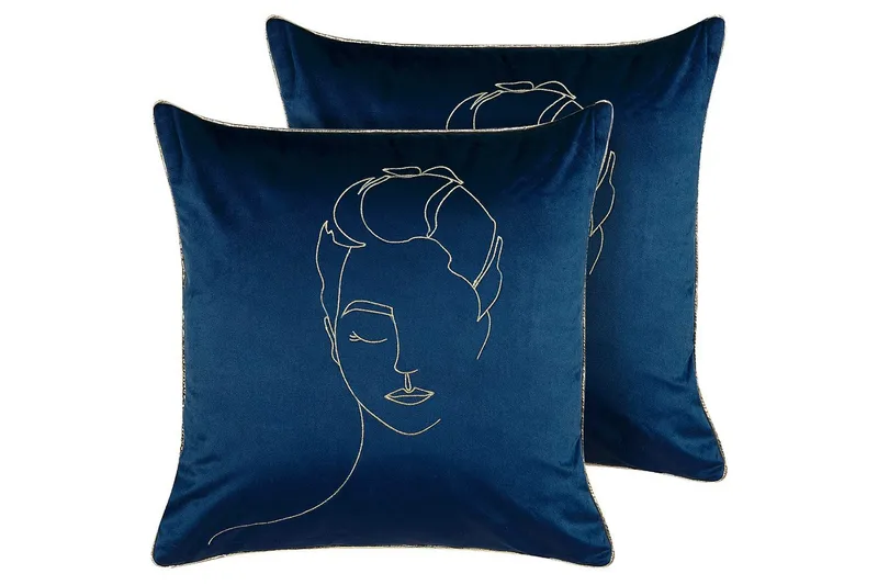 Pynteputer Crocus sett á 2 Blå/gull - Blå/gull - Tekstiler - Pute & pledd - Hagepute