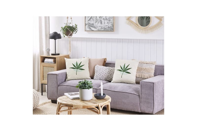 Pynteputer Davallia sett med 2 Beige/blå/grønn - Beige/blå/grønn - Tekstiler - Pute & pledd - Hagepute