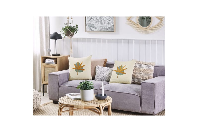 Pynteputer Davallia sett med 2 Beige/blå/oransje - Beige/blå/oransje - Tekstiler - Pute & pledd - Hagepute